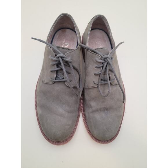 Polo Ralph Lauren Men Gray Nubuck Leather Derby Oxford Shoes Brick Red Sole 8D main image 5